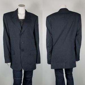 Cheap and Chic Moschino Oversized Three-Button Pinstripe Gray Blazer Size 40